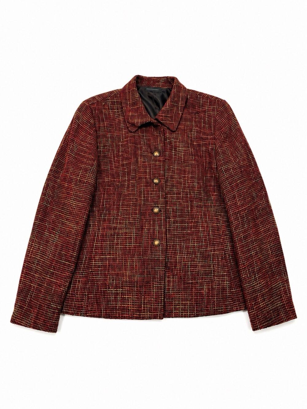Good Clothes Collections Women’s Large Tweed Plaid Blazer Jacket Burgundy